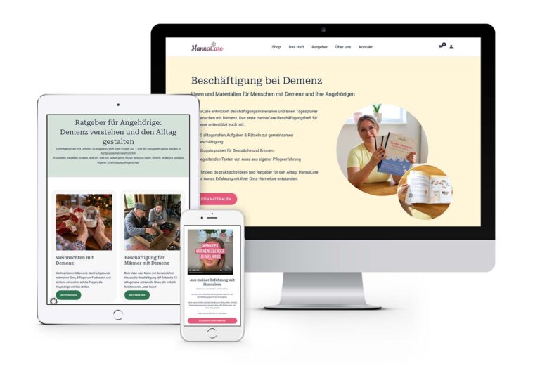 webdesign-oberhavel-website-hannacare Webdesign - Website auf Computer